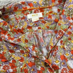 Cropped Anthropologie Maeve Fruit Blouse with Tie detail